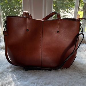 Vegan Leather Tote with Removable Cross Body Strap - NEW!!